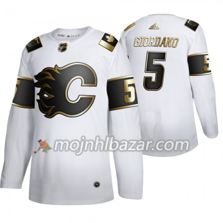 Dresovi Calgary Flames Mark Giordano 5 Adidas 2019-2020 Golden Edition Bijela Authentic - Muške